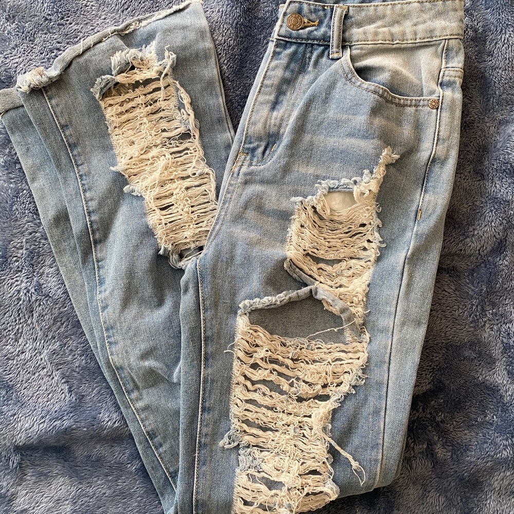 ripped straight jeans